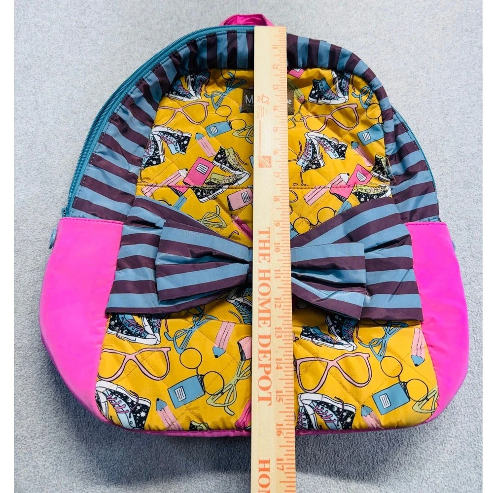 Matilda Jane Backpack Kids One Size Yellow Pink Quilted Bow School Theme Bag